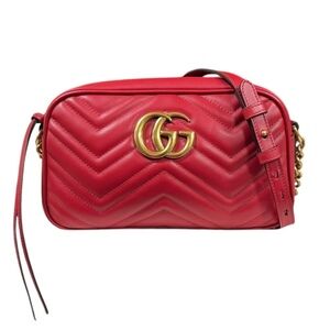 Gucci GG Marmont Shoulder Bag Leather Red